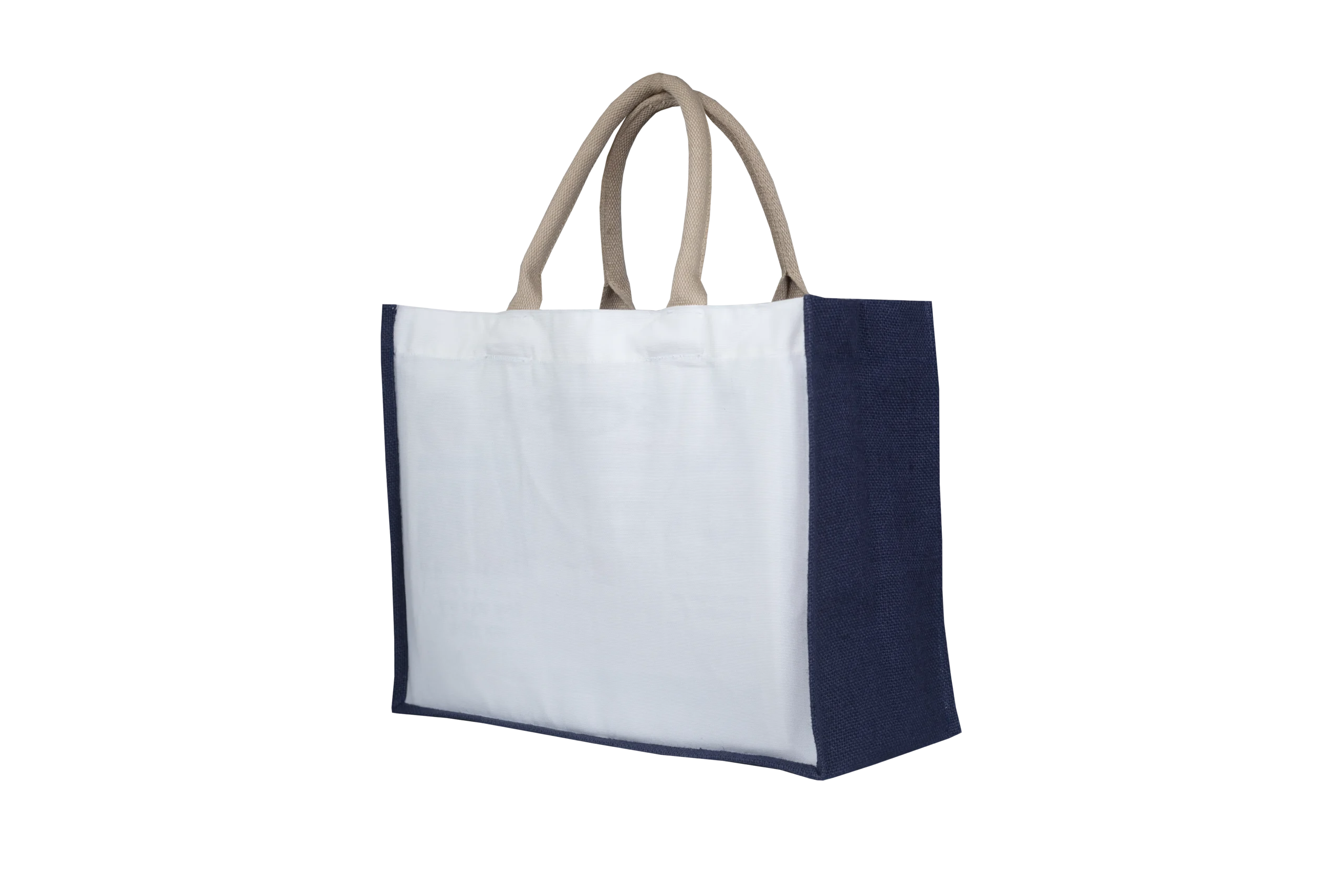Refili Printer Jute Cotton Clasic Tote-Blue - Image 2